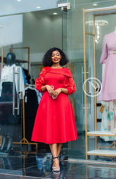 Elegant red midi dress